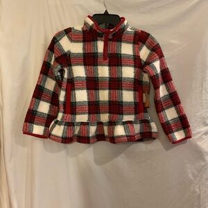 Gymboree Girls Size 10 Red/Green/White Plaid Fleece 1/4 Zip Christmas Cabin NWT